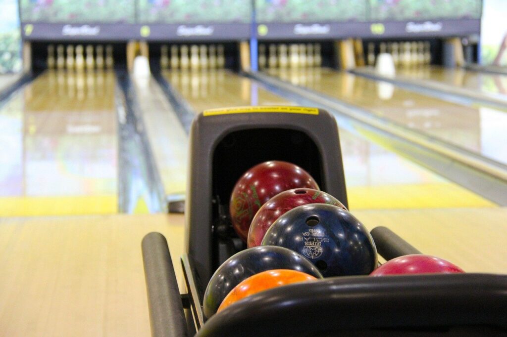 bowling, colorful, bowling balls